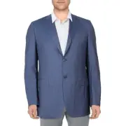 Canali Mens Blue Wool Plaid Business Two-Button Suit Jacket Blazer 34S BHFO 7269