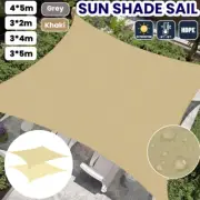 Sun Shade Sail Waterproof 98% UV Block 185 GSM Rectangle Extra Heavy Duty Shade