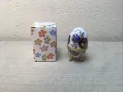 Vintage Egg Shape Trinket Box Hinged Storage Lid colorful Enameled Figurine#68