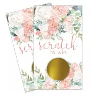 Pink Floral Scratch Off Party Game - Birthday Party Bridal Shower