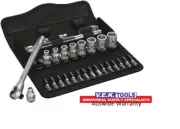 Wera 8100 Metal Ratchet Set With Push-Through Square 1/4" 28pc-SP,KINCROME AVAIL