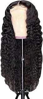 Brazilian Curly Wig, Curly Lace Front Wig, Human Hair - HD Transparent Human Hair Wigs with Lace Closure - Curly Water Wave Wigs with 180% Density for Women