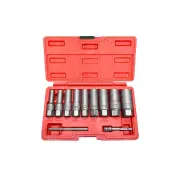 11Pc PK Tool Deep Impact Spiral Twist Extractor Socket Set - 3/8" Drill Adaptor
