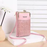 Women's Lightweight Crossbody Phone Wallet, PU Leather Shoulder Bag Card Holder Wallet (Pink)