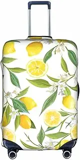 [Pvinnk] Fresh Tropical Lemons Print Protective Luggage Cover Elastic Washable Suitcase Protector Travel Gear Protector, White, Large