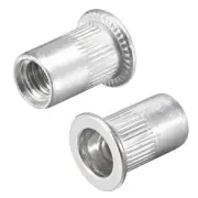 1/4-20 Rivet Nuts Aluminium Alloy Knurled Flat Head Threaded Insert Nut 100PC