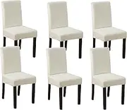 SEAUR Dining Chair Covers Without Arms Stretch High Back Thick Removable Sofa Cover Slipcovers Washable White(6 Pack)