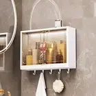 Bathroom Wall Basket with Hooks Hanging Shelf for Farmhouse Laundry Cabinet