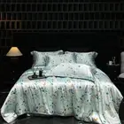 Silk Bedding Set 4pcs Washed Ice Silk Quilt Cover Flat Sheet Pillowcases Flowers