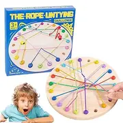 Wooden Threading Toys, Puzzle Interactive Challenge Untying Rope, Educational Lacing Untangling Toy Enhances Fine Motor Skills for Adults Kids
