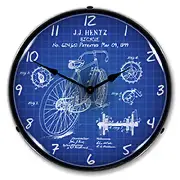 Bicycle 1899 Patent, Lighted Backlit LED Wall Clock, Free Shipping