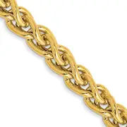 14K Yellow Gold 22 Inch 4.15mm Semi-Solid Wheat With Lobster Clasp Chain