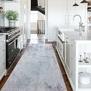 Cinknots Carpet Runners Hallways Long Kitchen Runner Rug Non-Slip Runner for Entryway Bedroom Living Room Washable Rubber Back Carpet Rug Floor Mat (Light Grey/Brown, 80 × 250 cm)
