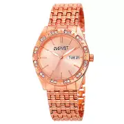 New Women's August Steiner AS8177RG Swarovski Crystal Sunray Dial Day/Date Watch