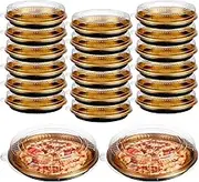 20 Pack Disposable Pie Carrier with Clear Lid, 9'' Plastic Serving Tray Round Pie Platters Pizza Container for Pies Salad Meal Prep (9)