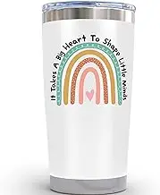 KLUBI Teacher Appreciation Gifts for Women - It Takes a Big Heart to Shape Little Minds Teacher Tumbler with Straw 20 Ounce Thank You Gifts for Women Nanny Gifts Travel Mug Preschool Teacher Gifts