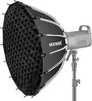 NEEWER 26inch/65cm Parabolic Softbox Quick Set up Quick Folding, with Diffusers/Honeycomb Grid/Bag, Compatible with Aputure 120d Light Dome Godox sl60w NEEWER RGB CB60 and Other Bowens Mount Lights