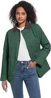 [BQDCQB] Quilted Barn Jacket for Women Corduroy Collar Lightweight Puffer Jackets Casual Winter Coat with Pockets