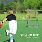 Adjustable Baseball & Softball Rebounder Net, 1.07 x 1.83 m, Steel Frame