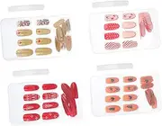 Healvian 4 Boxes Nail Patch Nail Fake Nails Apothecary Jars with Lids Succulent Stickers Rechargeable Embellished Applique Shaving to Multifunctional Charging Stand Mini Blackboard Vent Abs