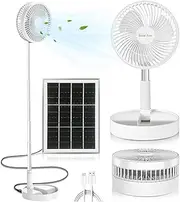 Solar Power Fan, Standing Fan with Portable Solar Panel Rechargeable Foldable Desk Fan Battery Operated Pedestal 3 Speeds Quiet Height Adjustable Floor Fan for Home, Bedroom, Travel
