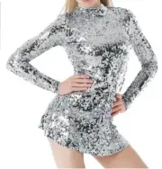 New BALERA Ultra Sparkle Shift Dress SQ9068 SILVER Open Back Dance XLC XL CHILD