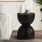 Oikiture Side Table Coffee Bedside End Stool Stand Concrete Outdoor Indoor Black