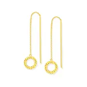 9ct Gold Circle Thread Drop Earrings