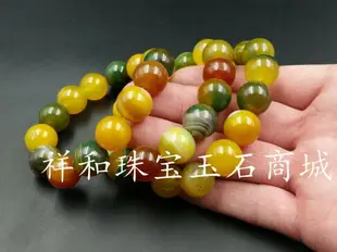 新款天然玉石黃瑪瑙圓珠手鏈黃玉髓圓珠手串玉石圓珠手鏈