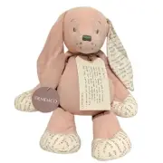 Demdaco DEAR BABY Bunny Plush NWT Pink Gray Stitching Encouraging Words