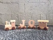 Personalised Wooden Name Train ~ Engine + 2 Letters + End Carriage