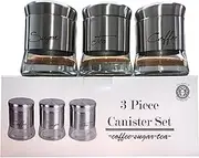 The House of Florence Glass Canisters 3 Piece Set, Silver