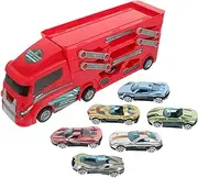 BRIGHTFUFU 1 Set Foldable Truck Transformable Engineering Vehicle Model for Sliding Transport Truck with Cars Present for Birthdays Holidays Enhances Imagination Coordination Skills