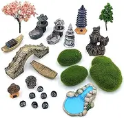 Trasfit Set of 23 Zen Garden Accessories, Mini Meditation Zen Tray Items Kit, Fairy Garden Accessories for Micro Landscape Decoration Plant Pots Bonsai Craft Decor