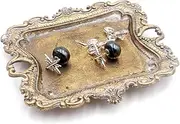 Funly mee Small Antique Trinket Dish Vintage Gold Jewelry Tray, Ring Holder