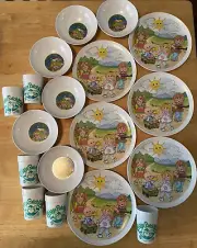 Set of SIX Vintage CABBAGE PATCH MELAMINE PLASTIC PLATES, BOWLS, CUPS 1983 NOS