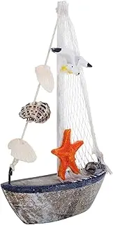 GAROZATION Nautical Boat Ornament Mini Sailboat Model for Home Decor Coastal Ocean Theme Rustic Sailing Ship Figurine