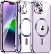 JETech Soft Clear Case for iPhone 14 6.1-Inch, Camera Lens Full Protection, Compatible with MagSafe Wireless Charging, Shockproof Electroplated TPU Phone Cover (Light Purple)