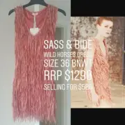 Sass & Bide wild horses leather fringe dress size 36, BNWT, RRP $1290