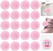 Bekecidi 20 PCS Faux Fur Pom Pom Balls, Fluffy Pom Poms with Elastic Loop Soft Plush Faux Rabbit Fur Pompoms for Hats Scarves Gloves Baby Knitting Keychains Bags DIY Craft (Pink, 5cm)