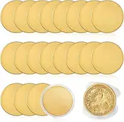 ComMarker 20 Pcs 3mm Brass Blank Challenge Coin,3mm Thickness Threaded Edged 40 mm Engraving Blanks Coins,Acrylic Protection Box for DIY Crafts Engraving Travel Commemorative Collection Supplies