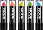 Moon Glow - 5g Neon UV Glitter Lipstick - Set of 5 - Glows brightly under blacklights