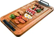Large Wooden Charcuterie Board with Handles, Extra Long Cutting Grilling Board Wood Serving Platters Rectangular BBQ Serving Tray for Meat, Cheese, Party Appetizers, Home & Outdoor 23.6x11.8x1.1”