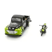 Maisto Licensed 1:24 Scale Harley Davidson Ford F1 Pickup & FL Panhead 1948 Diecast Model Car Green & Black
