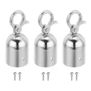 1.6"x3.7" Stanchion Rope End Stopper 3pcs Cord End Caps Barrier Rope End Silver