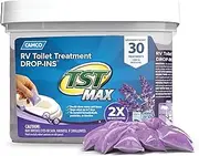 Camco TST MAX Camper/RV Toilet Treatment Drop-INs - Control Unwanted Odors & Break Down Waste and Tissue - Safe Septic Tank Treatment - Lavender Scent, 30-Pack (41553)