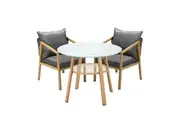 Livsip 3PCS Outdoor Dining Setting 90cm Table Lounge Chairs