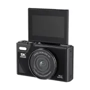 75MP 5K 18X Zoom Digital Camera for Photography and Vlogging Flip Screen 64GB TF Card YouTube Christmas Gift COL Black