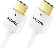 deleyCON 3.0 m HDMI Cable Slim High Speed with Ethernet 3D 4K Ultra HD UHD Super Flexible LED Curved LCD TFT TV - White