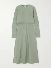 [Victoria Beckham] Victoria Beckham - Paneled Crepe Midi Dress - Light green - UK 10 UK 10 Green